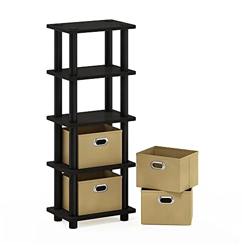 Furinno verktygslösa hyllor, trä, espresso/svart, en storlek, 28,7 (B) x 73,15 (H) 19,56 (D) cm 816718020069