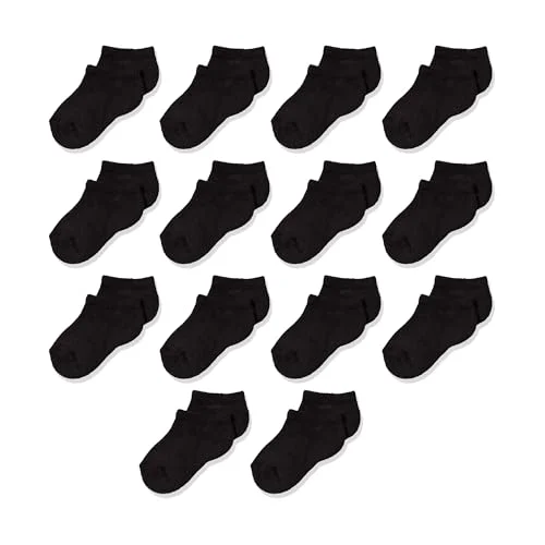 Amazon Essentials Unisex barn låg skuren vadderad bomullsstrumpor, 14 par, svart, 8 år 193548410889