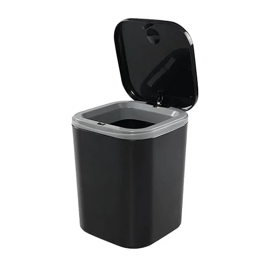 0,5 gallons liten bänkavfallskorg, miniskrivbordsavfallskorg med tryckknapp, svart 13,5*13,5*17,5 cm CFDK055654JWR