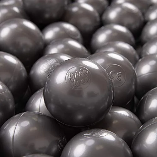 KiddyMoon 700 Ø 7 cm barnbollar lekbollar för bollbad baby enfärgade plastbollar tillverkade i EU, silver 5902687417162