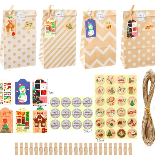 1 set julgåvosäckar Vintage kreativa kraftpapperspåsar BCAA00124195