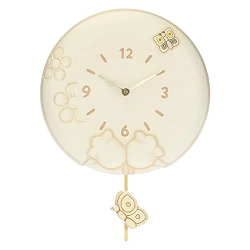 THUN Väggklocka Elegance Line heminredning och tillbehör keramik, plastmekanism Ø 26 cm djup 4,5 keramisk figur på pendel 6 x 2 8018594487505