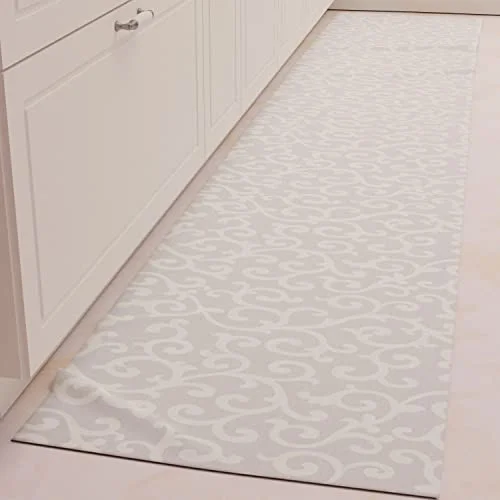 PETTI Artigiani Italiani Köksmatta löpare kök halkfri och tvättbar 52 x 280 cm grå kryssdesign 100% tillverkad i Italien 5056411138318
