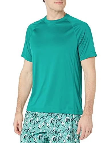 Amazon Essentials Men's Kortärmad badtröja snabbtorkande SPF 50, Blågrön, XL 192912485867