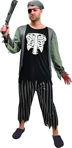 Pirate Skeleton Zombie costume disguise fancy dress man adult (One size 52-54) 8026196622033