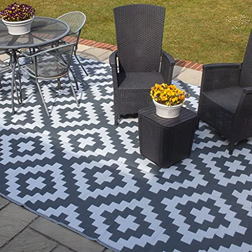 Valiant geometrisk utomhusuteplats och däckmatta 2,7 m x 1,8 m, grå 5031300005629