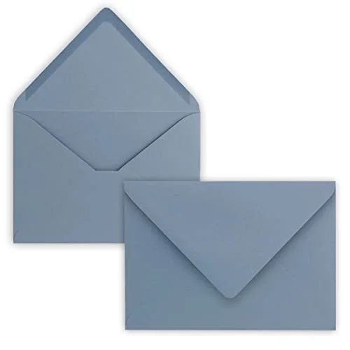 75 x kuvert B6 17,5 12,5 cm gråblå våtlimning med spetsig klaff 120 g/m² för bröllop, gratulationskort, inbjudningar 4252001539720