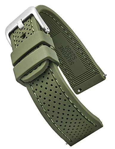 Alpine premium kvalitet sportigt silikon vattentätt klockarmband med snabb frigöring mjukt i gummi blandade färger 20 mm, 22 mm och 24 22MM gRÖN 628043211650