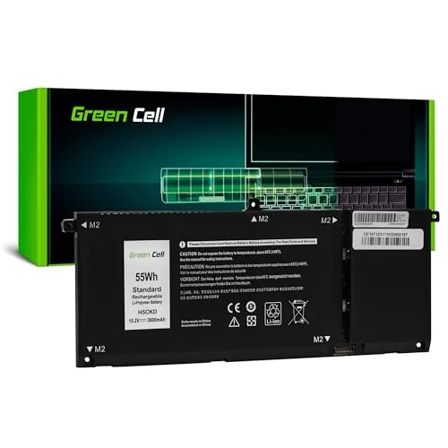 Green Cell batteri H5CKD TXD03 för Dell Inspiron 13 7306 Silver 14 5400 5401 5406 5408 7300 7405 15 5501 5502 5508 5509 7506 Latitude 3410 bärbar dator (3 600 mAh 15,2 V svart) 5904326374317