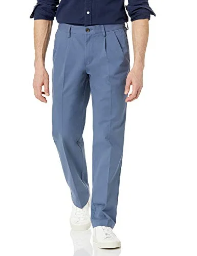 Amazon Essentials herr klassisk passform skrynkelfri veckad chinos byxa (finns i stora och långa), indigo, 34 B x 28 L 195111325132