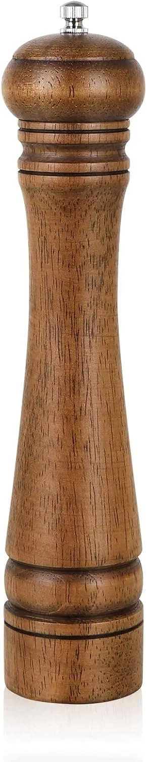 1-pack pepparkvarn i trä, 10 tum saltkvarn pepparkvarn, pepparkvarn, saltkvarnar med justerbar keramisk rotor A-LSQ-0770