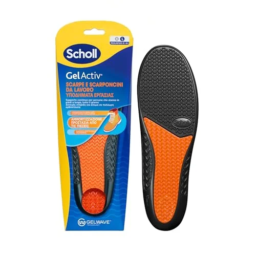 Scholl GelActiv iläggssulor och arbetsskor, innersulor med dämpande GelWave teknik, kontinuerligt stöd för människor som står länge, storlek 4046,5 5056585802206