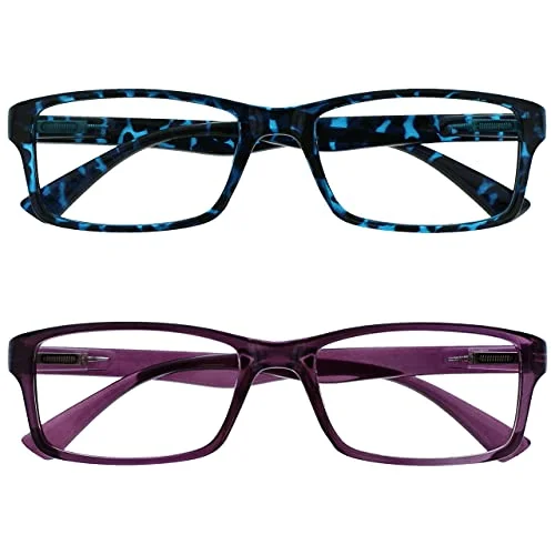 The Reading Glasses Company blå sköldpaddsskal & lila läsare värde 2 pack män kvinnor UVR2092BL_P +1,00 +2.00 Optical Power Blue Tortoiseshell Purple 5055955310235