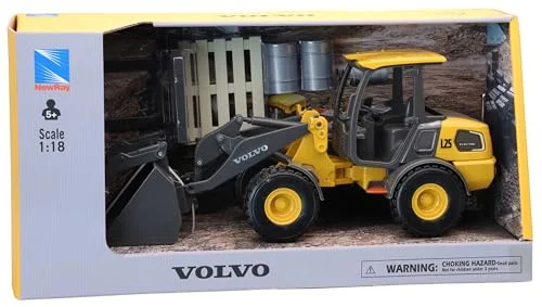 New Ray - Volvo L25 laddare med 1/18 modelltillbehör en arbetsutrustning realistisk och robust leksak för barn från 3 år uppåt 93577322064