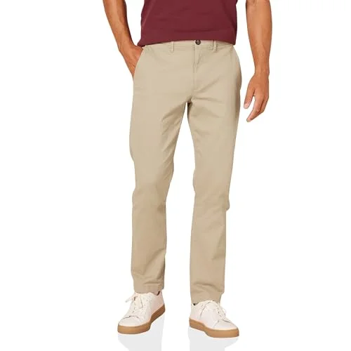 Amazon Essentials mäns slim fit casual stretch chino byxa, kakibrun, 33 B x 32 L 191770607237