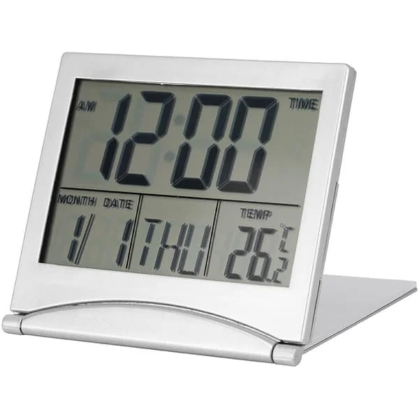 1 st Bärbar Fällbar Resa Digital LED Väckarklocka Temperatur Kalender Snooze Funktion AQ-97173