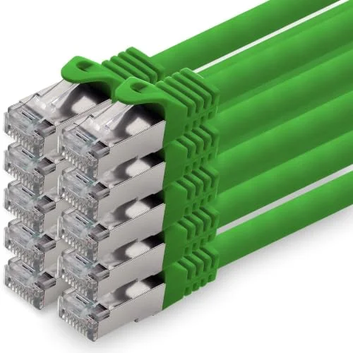 1,0m grön 10 stycken CAT.7 nätverkskabel patchkabel SFTP PIMF LSZH Gigabit Lan kabel 10Gb s cat7 raw med RJ45 kontakt Cat6a kompatibel CAT5 CAT6 cat8 4251073604640
