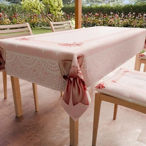 PETTI Artigiani Italiani Fläcksäker bordsduk Rektangulär Bordsöverdrag Kök Design Rosett Rosa X12 sits (140x240 cm) 100% Tillverkad i Italien 8053687767980