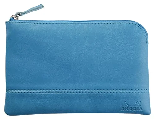 Rhodia 116536C Rhodiarama pochette zippé en simili cuir italien taille S (11x17 cm) TURQUOISE 3037921165362