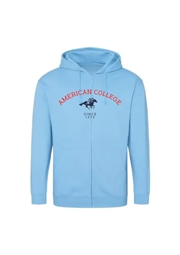 AMERICAN COLLEGE USA tröja med tryck varma kläder blandade män och kvinnor casual modell ACSZW3 himmelsblå M, turkos, M 3666052680651
