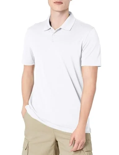 Amazon Essentials Men's Golfpikétröja smal passform snabbtorkande, Vit, M 195111855301