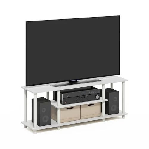 Furinno inga verktyg 3D 3 nivås underhållning TV stativ, konstruerat trä, vit/vit 840308810235