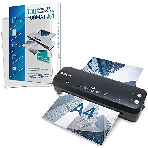 Lamineringsmaskin A4 A5 A6 A7 Pro snabbvarm och kall upp till 2 x 125 mikron förpackning med 100 fickor 3700616821644
