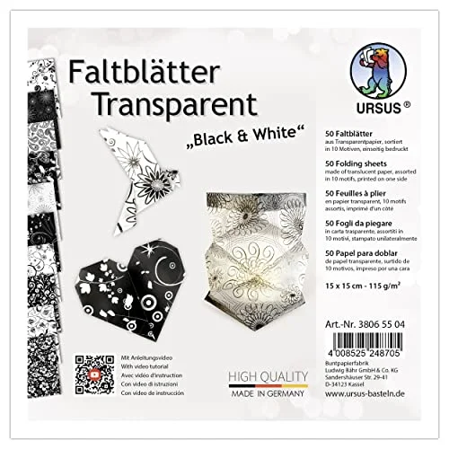 Ursus 38065504 vikta blad transparent svart och vit 115 g/m², färgglada 4008525248705