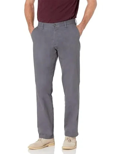 Amazon Essentials Classic Fit Wrinkle Resistant Flat Framsida Chino Pant Slip, grå (grå), W34/L28 (tillverkarens storlek: 34W x 28L) 191770045244