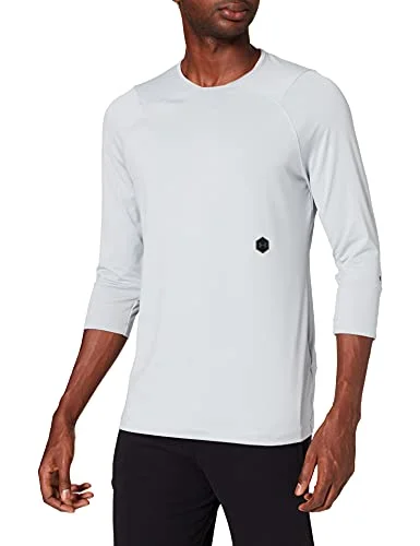 Under Armour UA Rush löpartopp för män, bekväm 3/4 ärm topp med rusningsteknik, andas tight fit löparutrustning män Grå Mod Grå/Onyx Vit L 192564277049