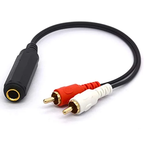 6,35 mm till RCA splitter kabel, guldpläterad TRS hona dubbel hane stereo ljudadapter bly 25 cm 788601999250