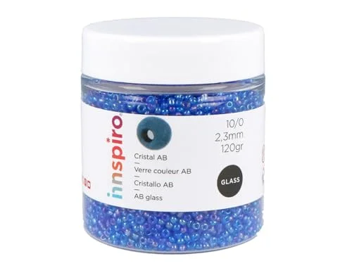 INNSPIRO Aurora boreale rund glasskiva cyan blå 2,3 mm, 120 gr. Burk, armband, halsband, perfekt för gör det själv barnsmycken, fröpärlor 8428885271650