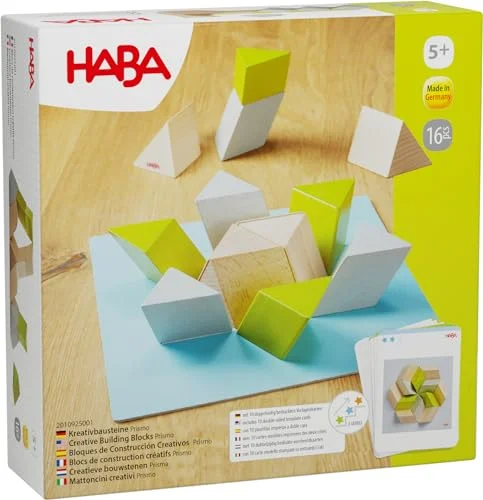 Haba kreativa byggstenar Prismmo Prisma träbyggstenar för läggning, byggande och lek främjar logiskt tänkande Made in Germany barn från 5 år 2010925001 4010168280998