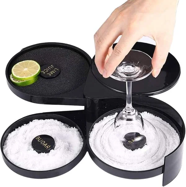 1-pack 3-lagers glasrimmer för Margarita och cocktailbartenderverktyg, saltlåda, kryddbehållare ZZ-ZC49168