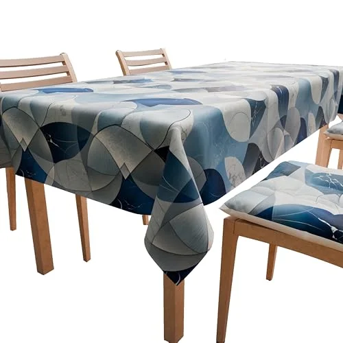 PETTI Artigiani Italiani Bordsduk, Köksduk Av Bomull Lidia Blå Mönster X12 Platser (140 x 240 cm) 100% Tillverkad i Italien 5056411145453