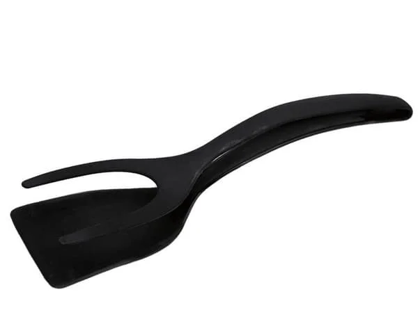 1 Omelettspatel, 2-i-1 Multifunktionell Wokspatel, Silikon Non-Stick Spatel, Köksredskap (Svart) tangL-8593