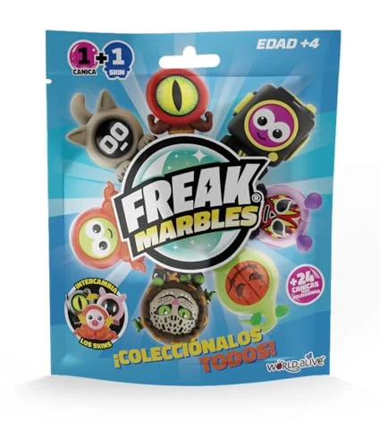 Freak Marbles, 1 överraskningsmarmor med sin matchande design, samla, spela och dela, Marbles för barn från 4 år uppåt 8437006044189