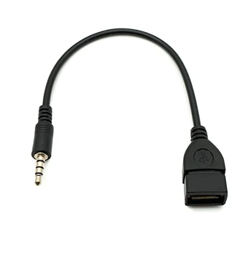 System S Audio USB kabel 20 cm 3,5 mm jack kontakt till 2,0 typ A uttag AUX i svart 4251926659445