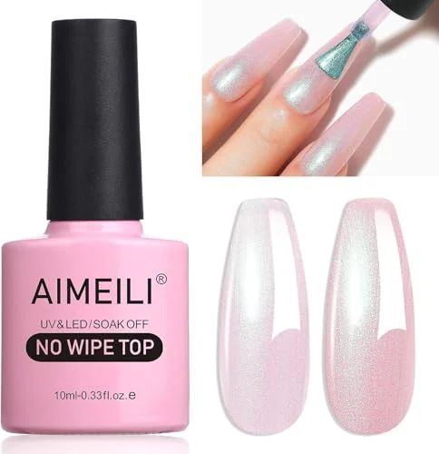 AIMEILI Pearl glitter Top Coat Gel UV Nagellack, 10 ml No Wipe för gelnaglar, Poly Gel, akrylnaglar, snabb nagelkonst 003 5060948182393