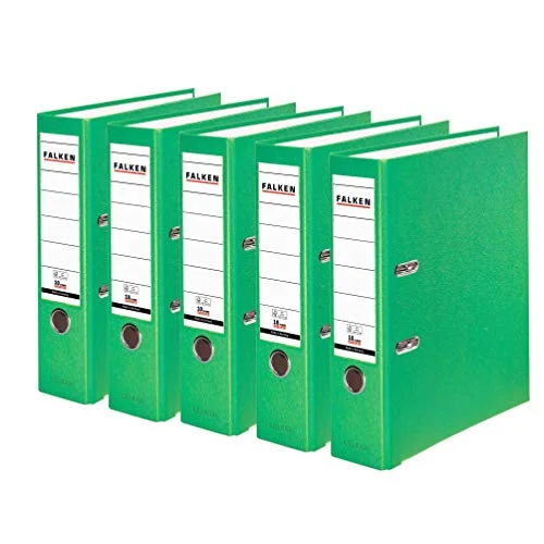 Original Falken 5 Pack PP Color Plastmappar. Made in Germany. 8 cm bred DIN A4 pastellfärg ljusgrön vegansk. Perfekt för kontoret och hemmet. brevmapp kontorsmapp plastmapp slitsad mapp ringpärm 4014481218805