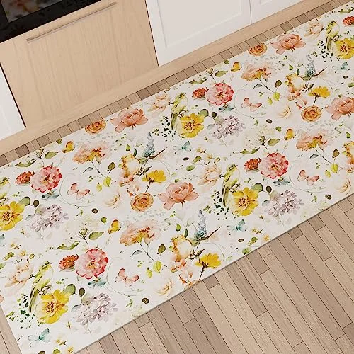 PETTI Artigiani Italiani Köksmatta löpare kök halkfri och tvättbar 52 x 80 cm blomdesign 06 100% tillverkad i Italien 8056992312128