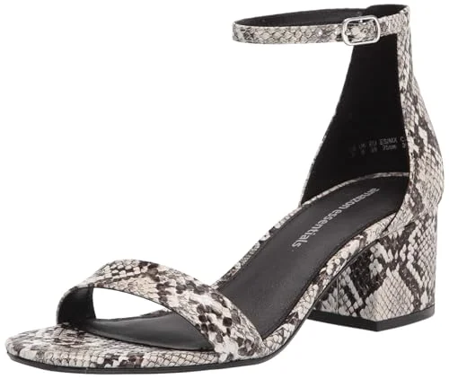 Amazon Essentials dam två remklackade sandal, svart vit fuskormhud, 39 EU 840174925323