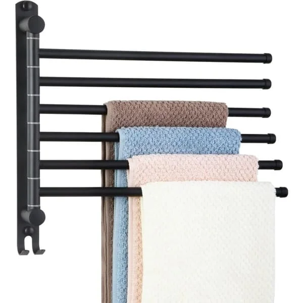 1 st Badrumshandduk dörr med 6 180° roterande rostfria stänger Sus304 Vägg handduk dörr handduk för kök Lavabo-Noir_MGF mag101J-01803-1