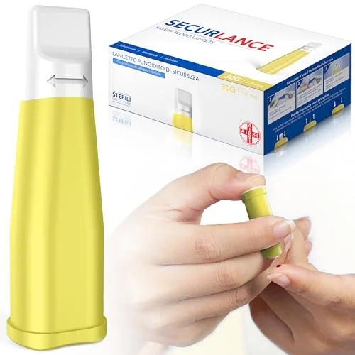AIESI® Sterila engångslansetter med säkerhetssystem och infällbar spets av rostfritt stål nål 30G DOCTOR SECURLANCE (Förpackning 100 stycken) 8052283200723