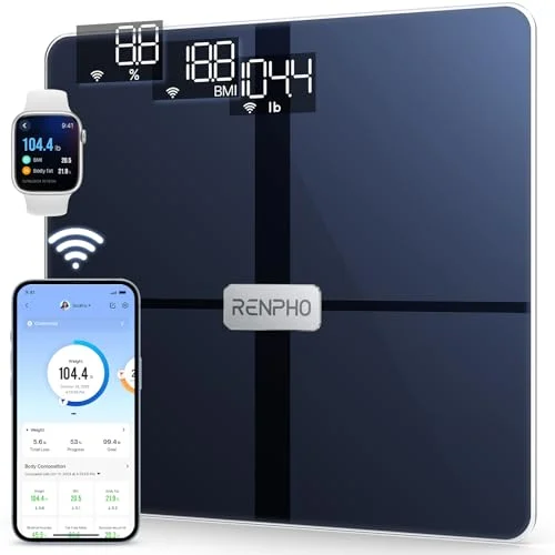 RENPHO WLAN Smart Scales Bluetooth Kroppsfettsvågar, Personliga Vågar med Kroppsfett och Muskelmassa, Trådlösa Kroppsanalysvågar & Monitorer 13 Kroppsvärden för din hälsa, Elis Aspire 4897122200052