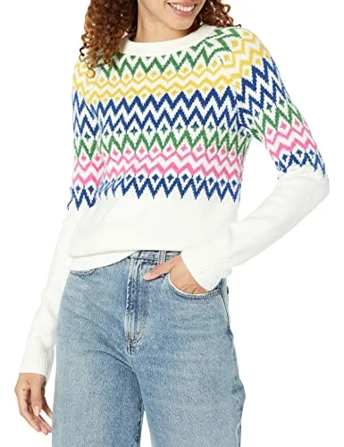 Amazon Essentials damtröja Soft Touch Crewneck ny tröja, vit vinter Fairisle, Large 196433793180
