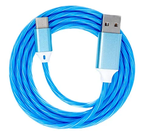 System S USB 3.1 lysande kabel 1 m typ C kontakt till 2.0 A kontaktadapter i blått 4250822949964