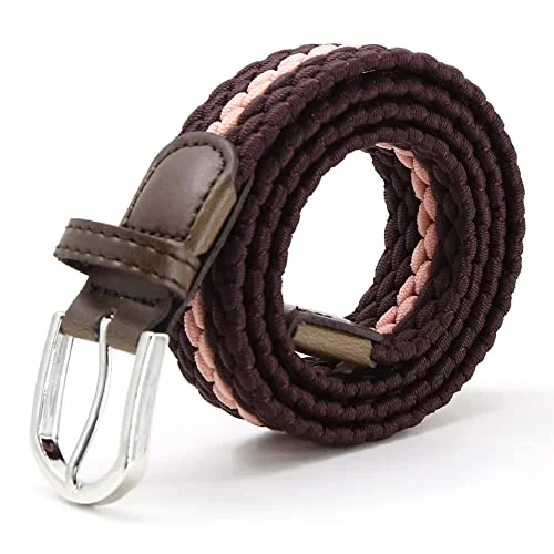 AnJuHoPa barnbälte elastiskt bälte stretchbälte för pojkar flickor, flerfärgat tygbälte kvinnor 2,5 cm bredd 80 längd med metallspänne, Lila rosa, Länge 80cm 772467074152
