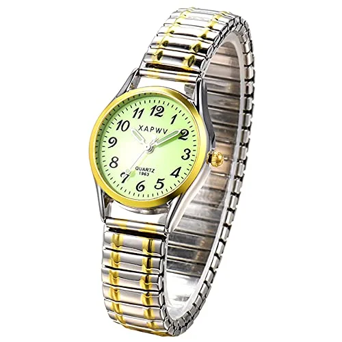 Avaner Mode klocka enkel/lätt att läsa/stor digital urtavla/elastisk armbandsur, Två färger fluorescerande (kvinnor), armband 6941228723736