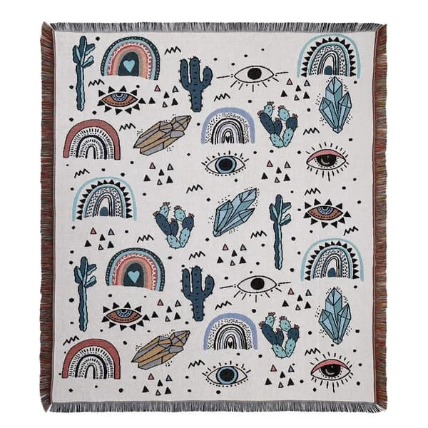 1 st 160x130cm stickad pläd filt dekorerad med fransar Bo FN0089465HJ 1 st 160x130cm stickad pläd filt dekorerad med fransar Bo FN0089465HJ